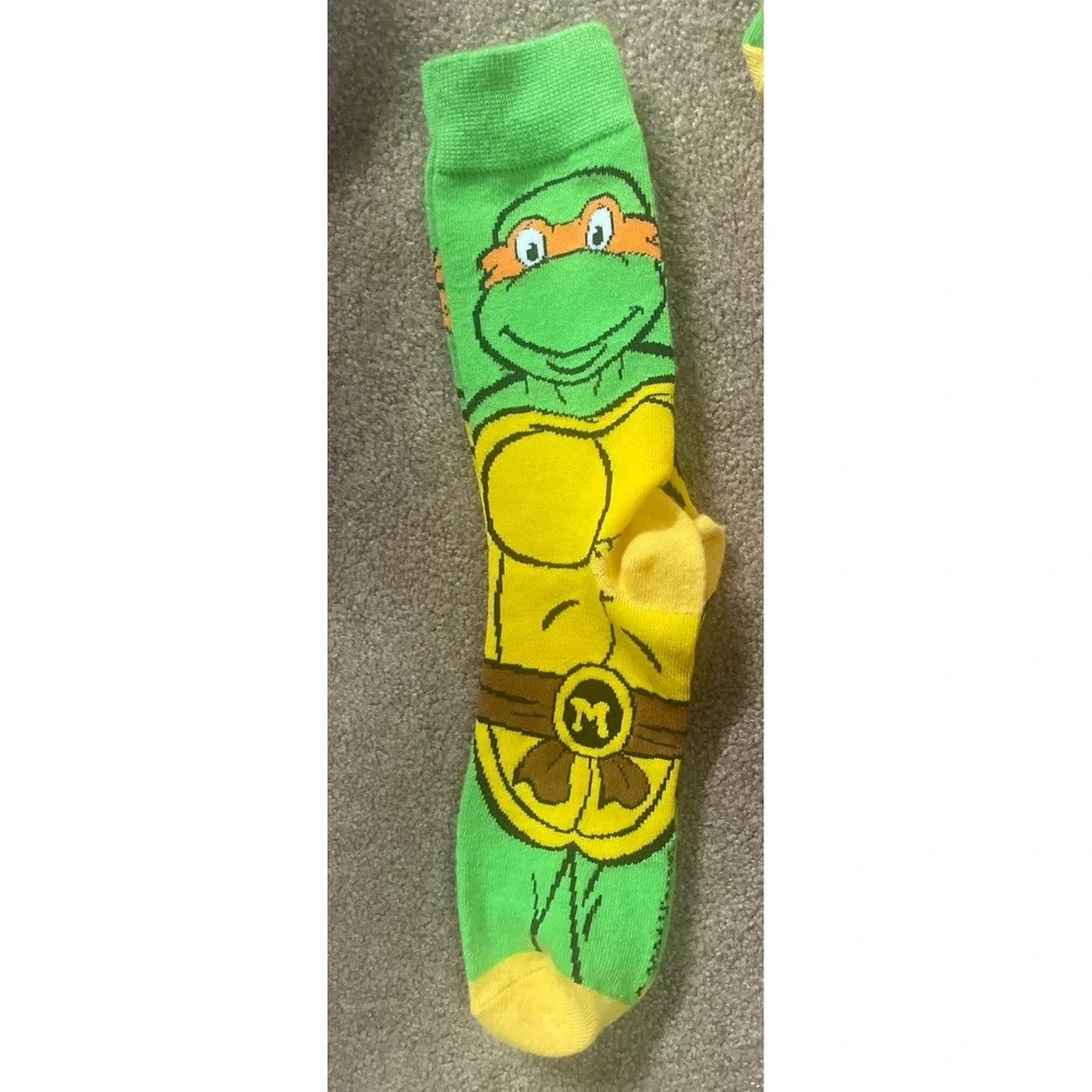 MICHELANGELO NINJA TURTLES SOCKS teenage mutant tmnt BIG LOGO ADULT‎ CREW